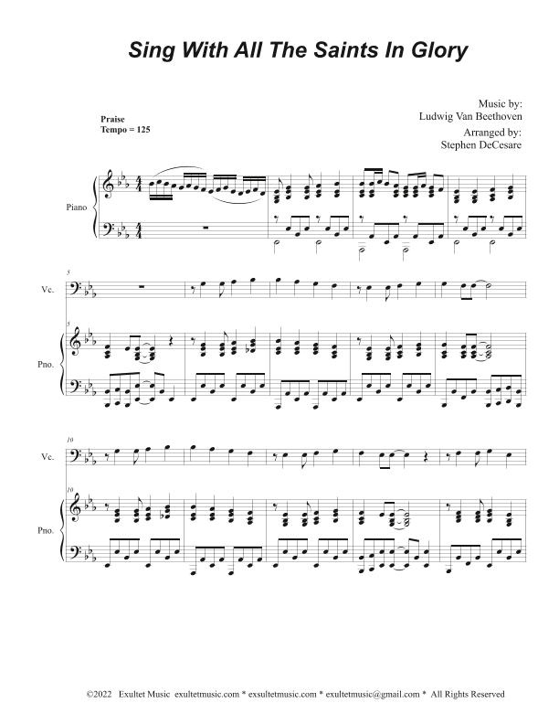 Sing With All The Saints In Glory (Cello solo and Piano) (arr. Stephen DeCesare)