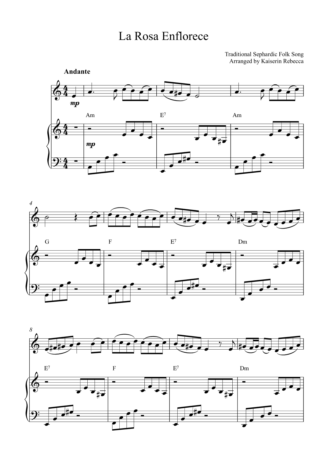 La Rosa Enflorece (The Rose Flowers) (arr. Kaiserin Rebecca)