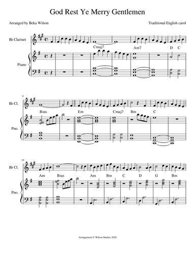 God Rest Ye Merry Gentlemen--clarinet solo (arr. Beka Wilson)
