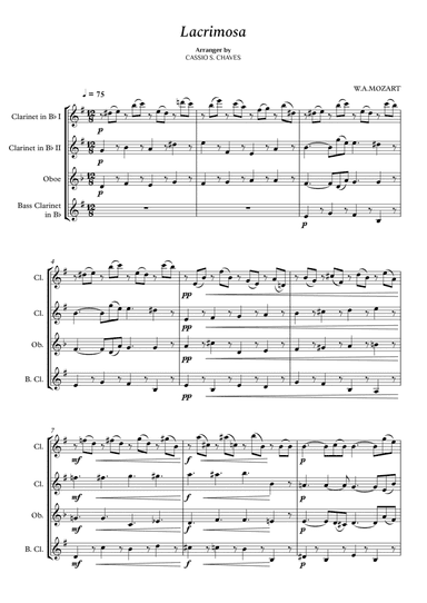 Mozart - Lacrimosa for Woodwind Quartet (arr. Cássio Silva Chaves)