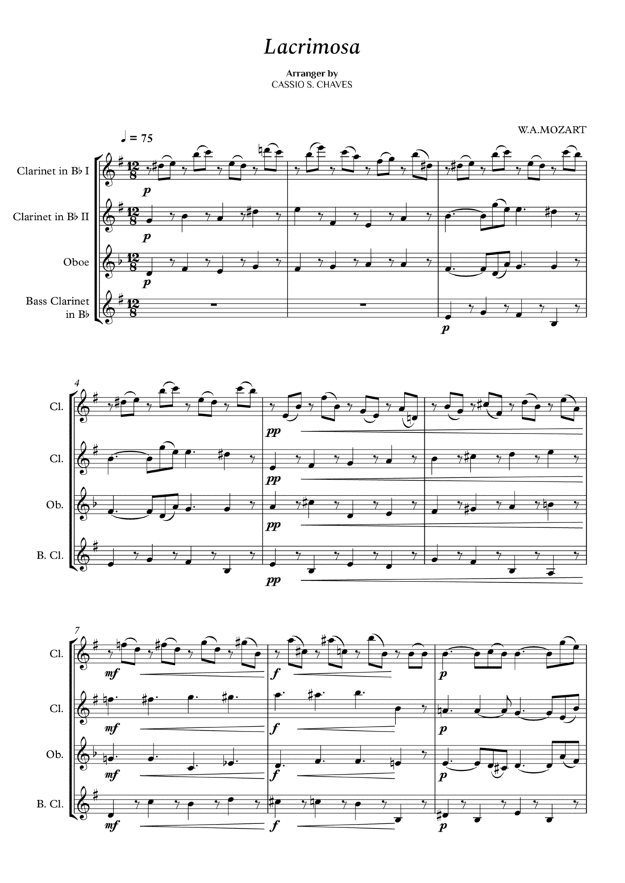 Mozart - Lacrimosa for Woodwind Quartet (arr. Cássio Silva Chaves)