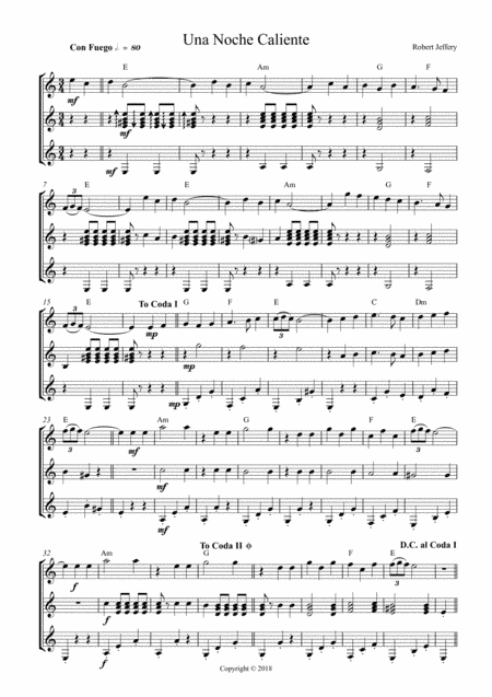 Una Noche Caliente - Intermediate Guitar Ensemble