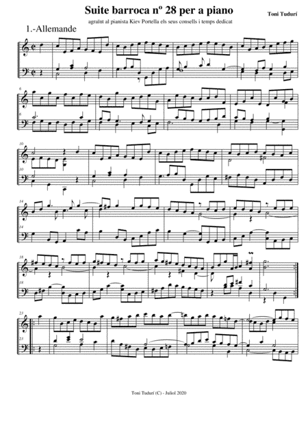 Allemande (Movement of baroque suite nº28 for piano solo)