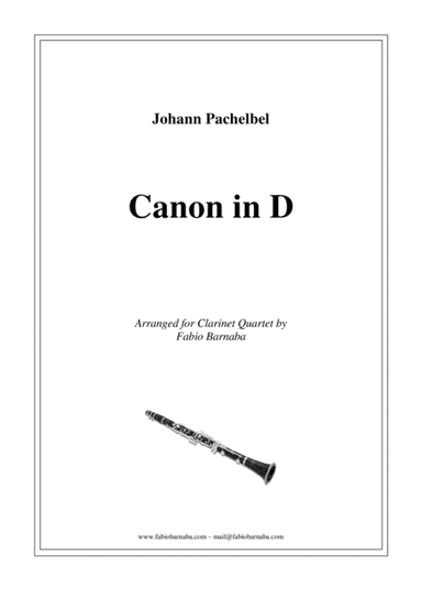 Pachelbel - Canon in D - for Clarinet Quartet or Clarinet Choir (arr. Fabio Barnaba)