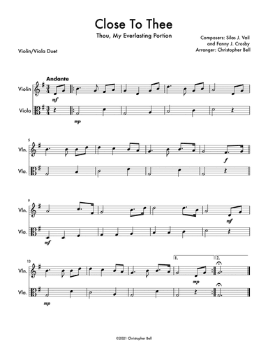 Close To Thee - Violin/Viola Duet (arr. Christopher Bell)