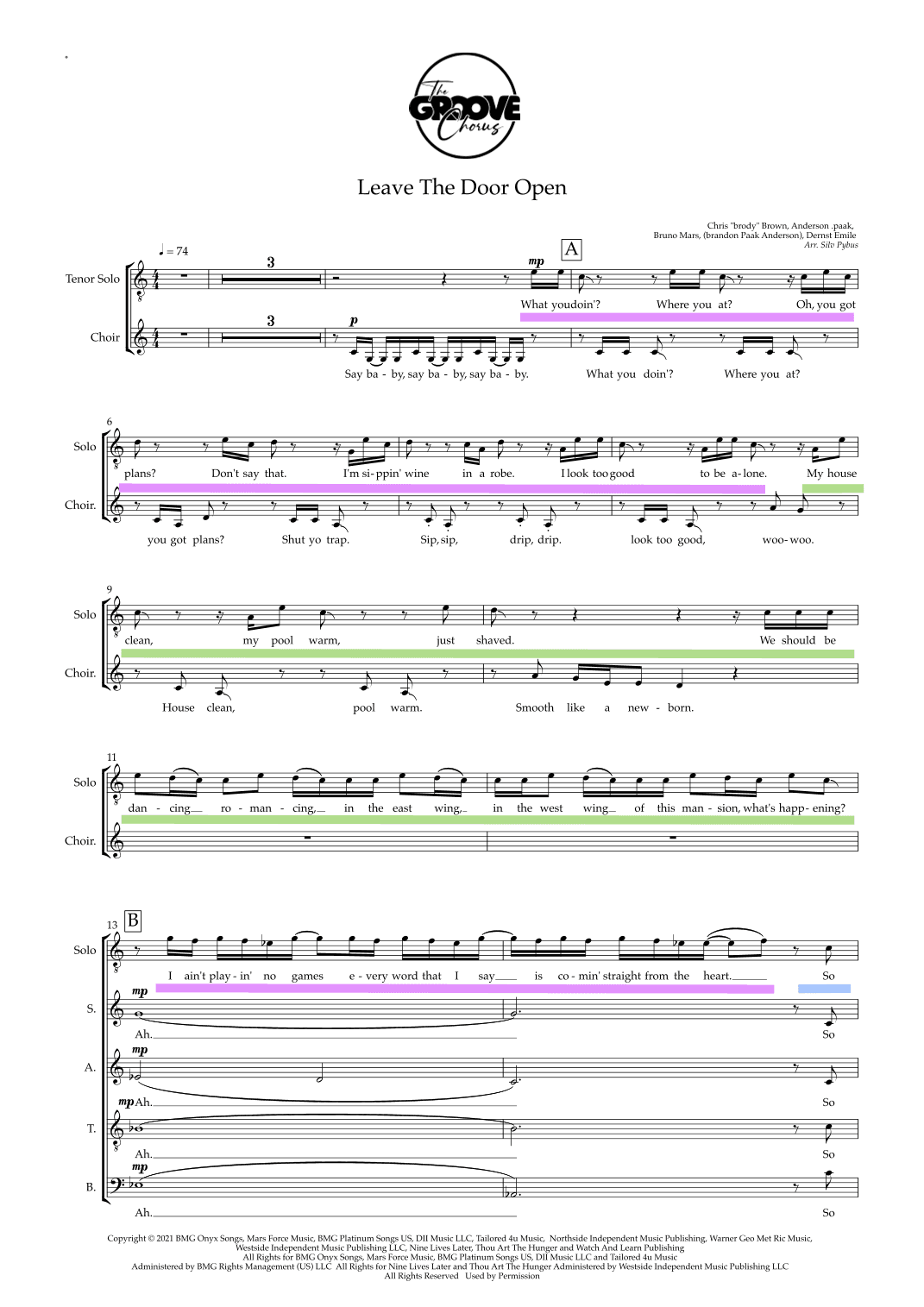 Leave The Door Open (arr. Silv Pybus)