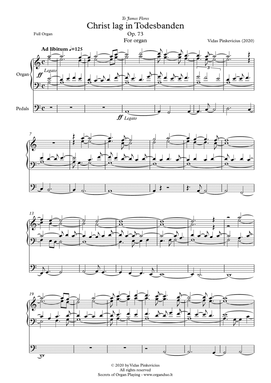 Christ lag in Todesbanden, Op. 73 for organ by Vidas Pinkevicius (2020)