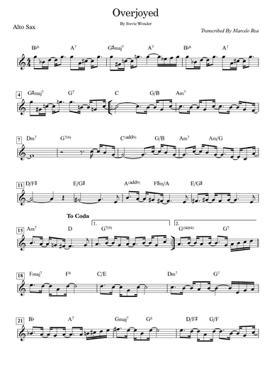 Overjoyed (arr. Transcribed By Marcelo Rea)
