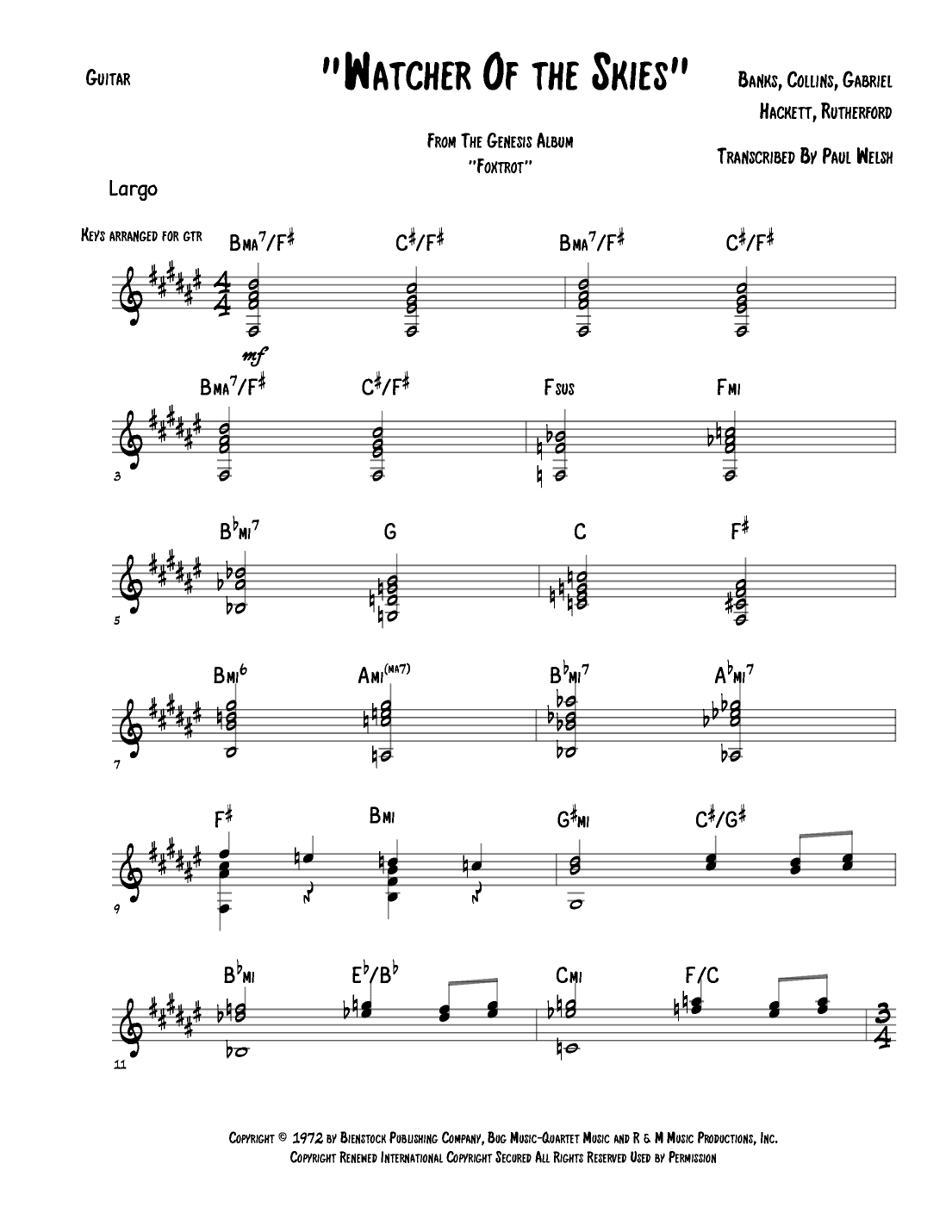 Watcher Of The Skies (arr. P Welsh)