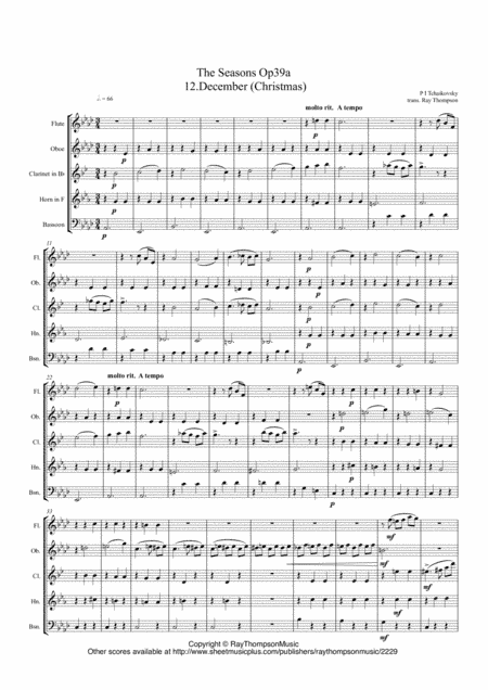 Tchaikovsky: The Seasons Op.37a No.12 December (Christmas) - wind quintet (arr. Ray Thompson)