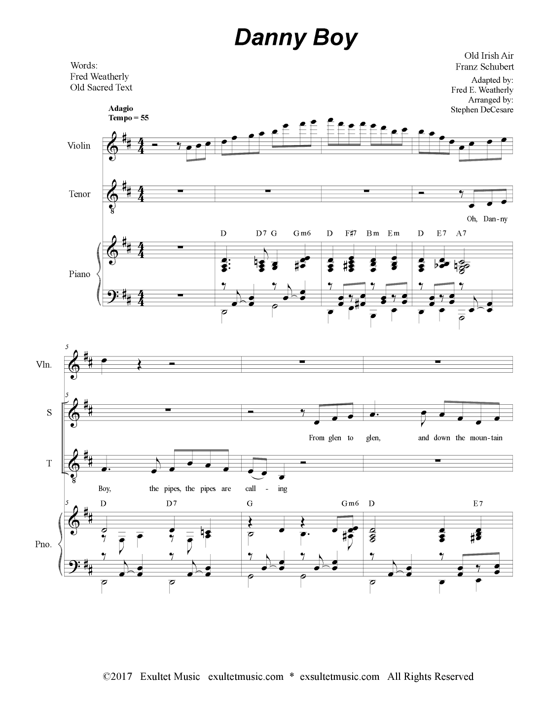 Danny Boy (Funeral Version) (Duet for Soprano and Tenor Solo) (arr. Stephen DeCesare)