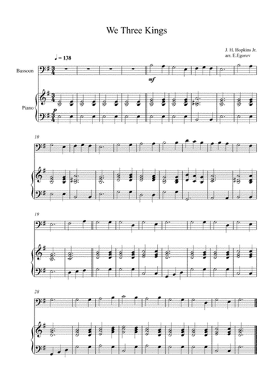 We Three Kings, John Henry Hopkins Jr., For Bassoon & Piano