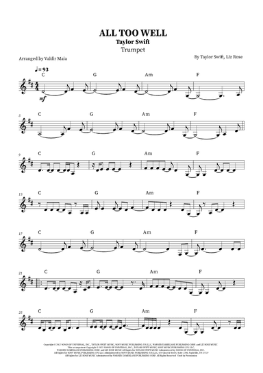 All Too Well (arr. Valdir Maia)