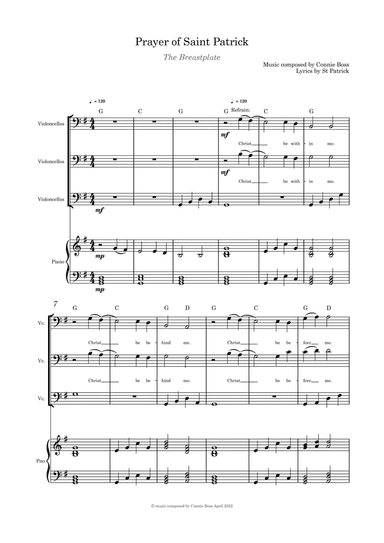 Prayer of Saint Patrick - The Breastplate - Cello trio and Piano