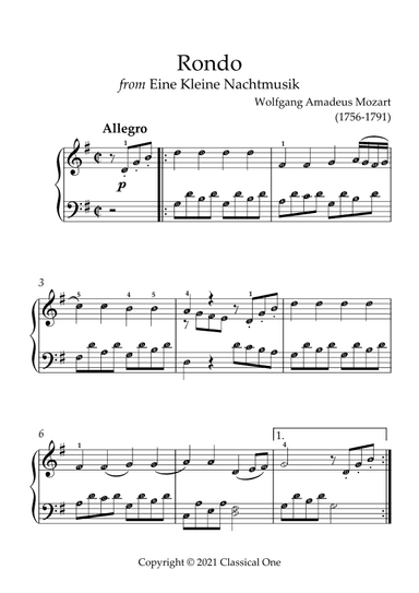 Mozart - Rondo (from Eine Kleine Nachtmusik)(With Note name) (arr. MPS)