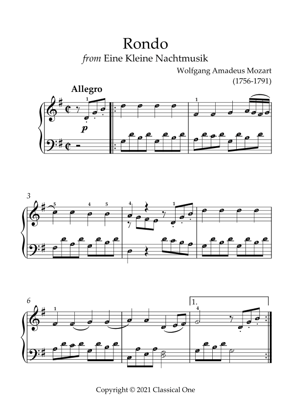 Mozart - Rondo (from Eine Kleine Nachtmusik)(With Note name) (arr. MPS)