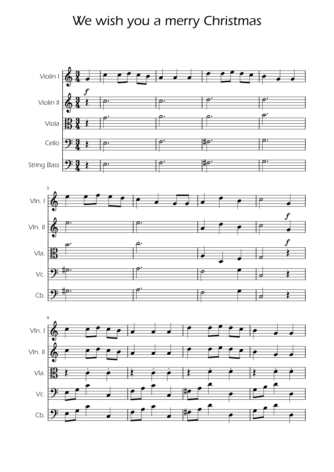 We Wish You a Merry Christmas - String Quintet (arr. Ygor Nunes)