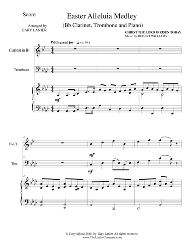 EASTER ALLELUIA MEDLEY (Trio – Bb Clarinet, Trombone/Piano) Score and Parts (arr. Gary Lanier)