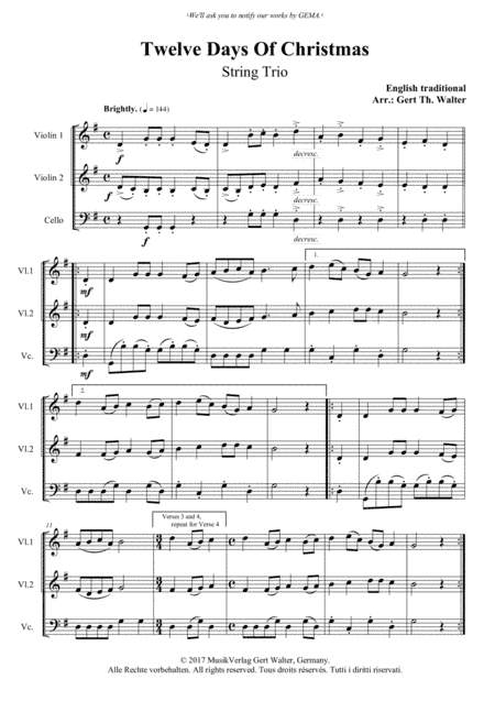 Twelve Days Of Christmas (arr. Gert Th. Walter)