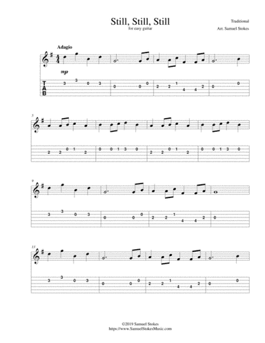 Still, Still, Still - for easy guitar with TAB (arr. Samuel Stokes)