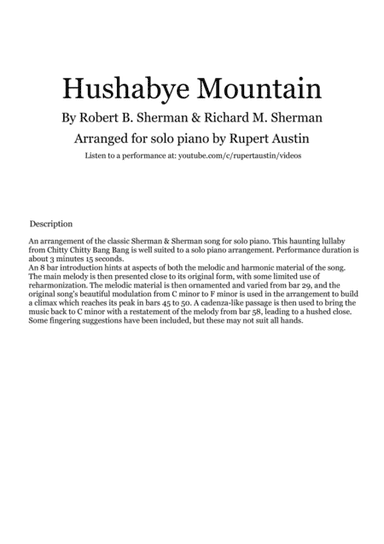 Hushabye Mountain (arr. Rupert Austin)