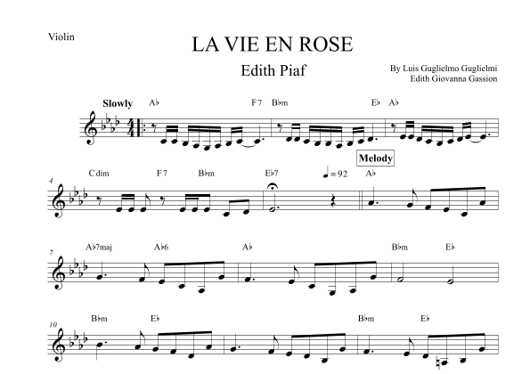 La Vie En Rose (elena Urioste And Tom Poster Version) (arr. Leo Silva)