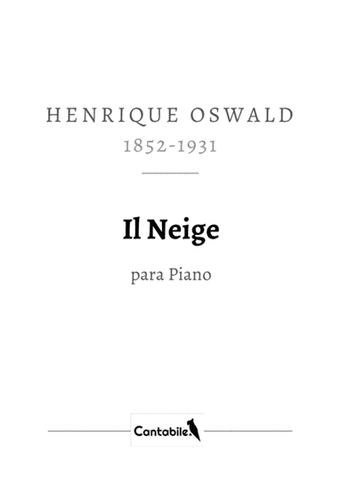 Il Neige, for piano solo (arr. Filipe Fonseca)