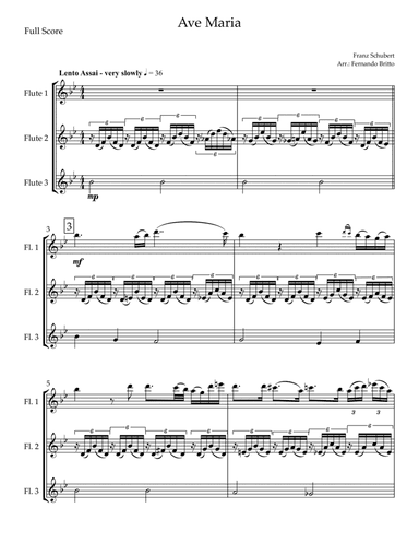 Ave Maria (Franz Schubert) for Flute Trio (arr. Fernando Britto)