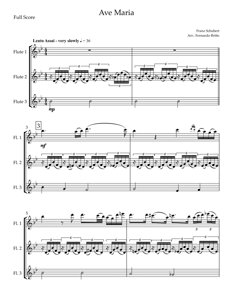 Ave Maria (Franz Schubert) for Flute Trio (arr. Fernando Britto)