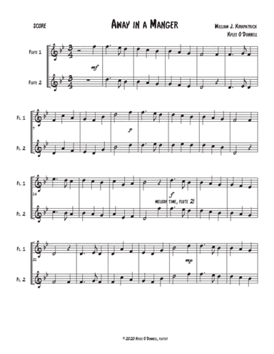 Away in a Manger for 2 flutes (arr. Kylee O'Donnell)