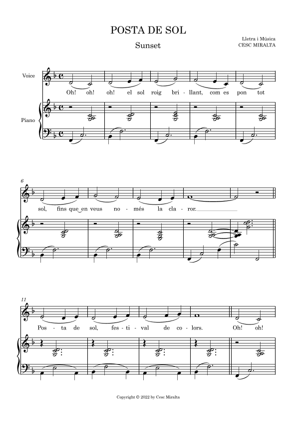 POSTA DE SOL Veu & Pno