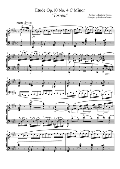 Etude Op. 10 No. 4 in C Minor Torrent (arr. Zachary Corbett)