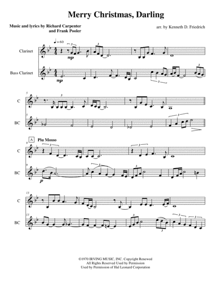 Merry Christmas, Darling (arr. Kenneth D. Friedrich)