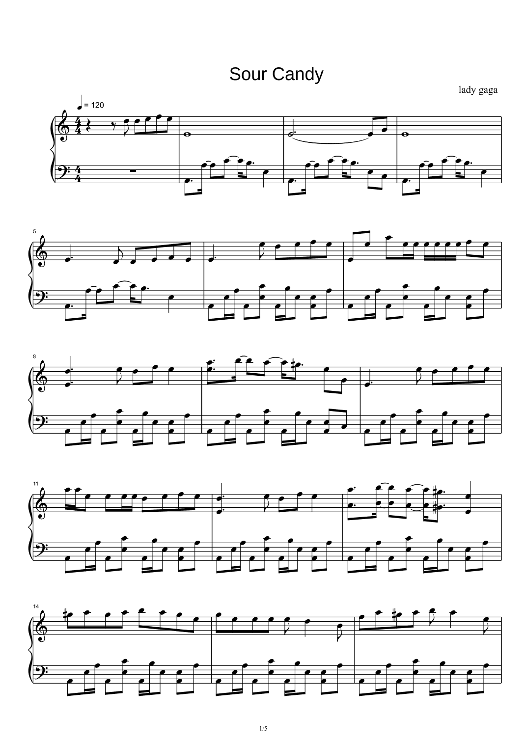 Sour Candy (arr. Lady Gaga)