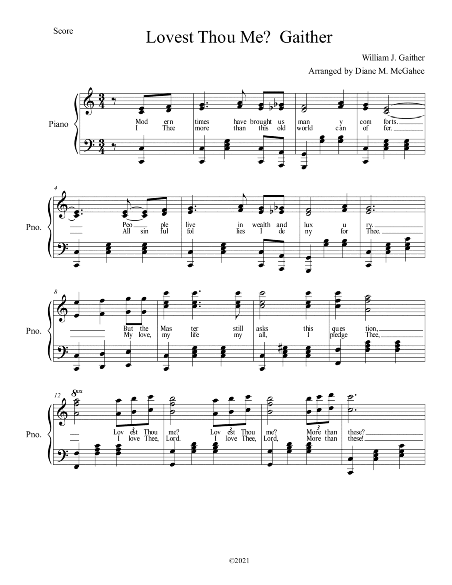 Lovest Thou Me (arr. Diane M. McGahee)