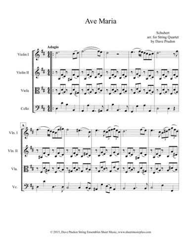 Schubert Ave Maria for String Quartet (arr. Dave Prudon)