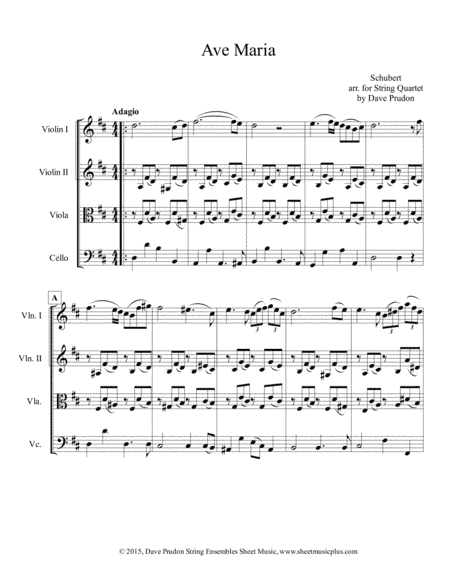 Schubert Ave Maria for String Quartet (arr. Dave Prudon)