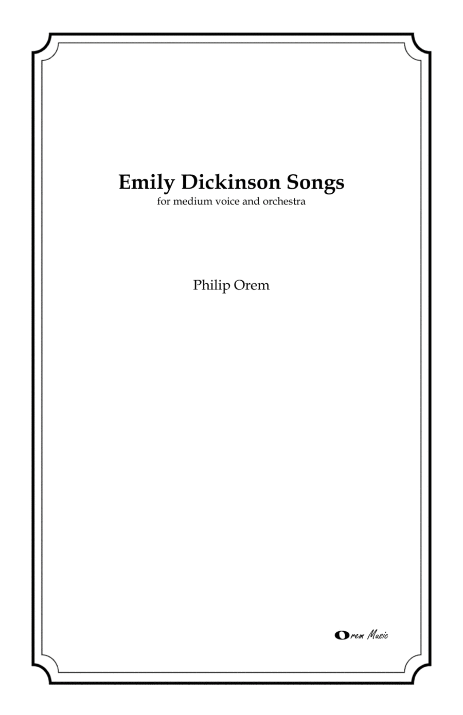 Emily DIckinson Songs orchestra score