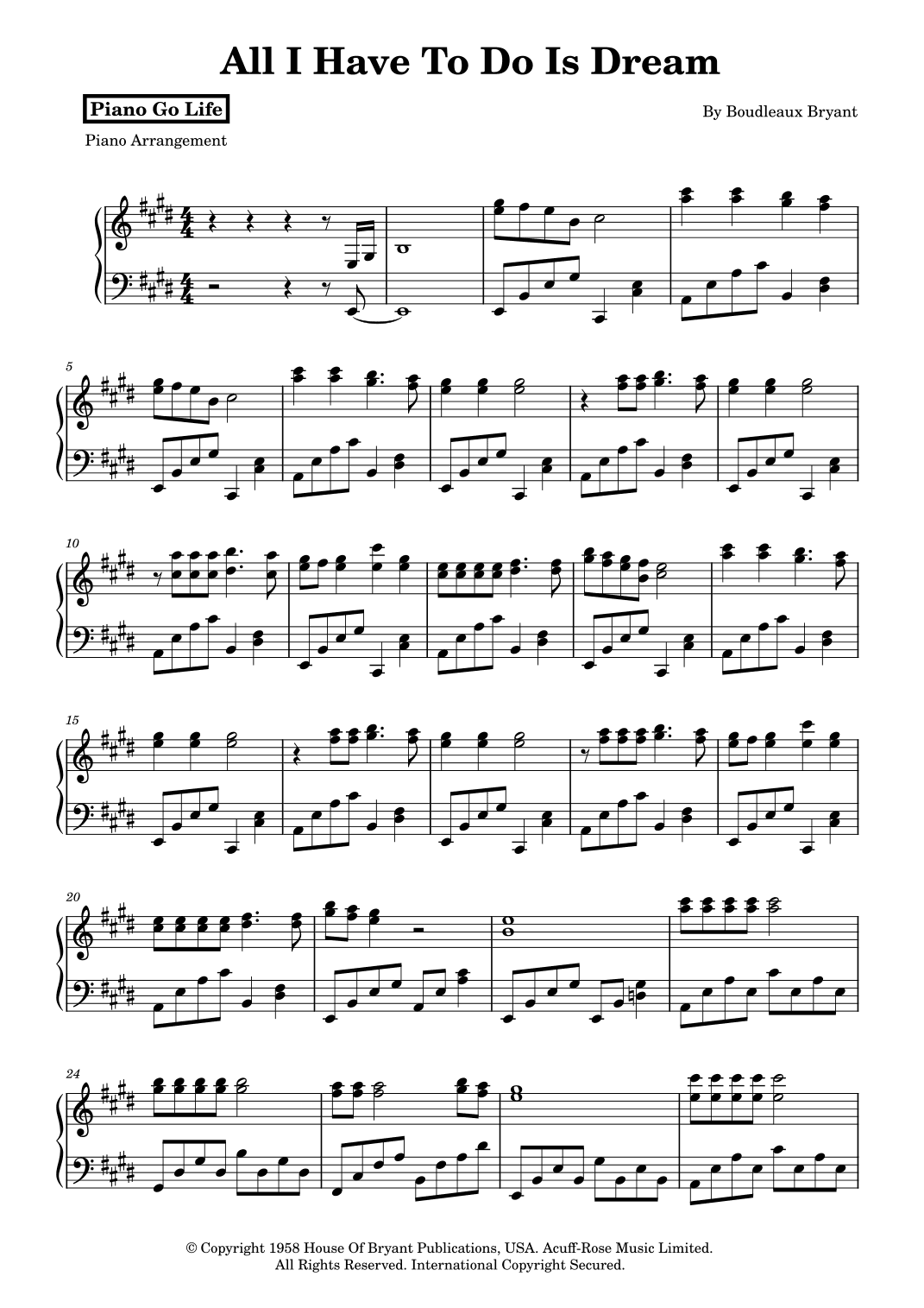 All I Have To Do Is Dream (arr. Piano Go Life)