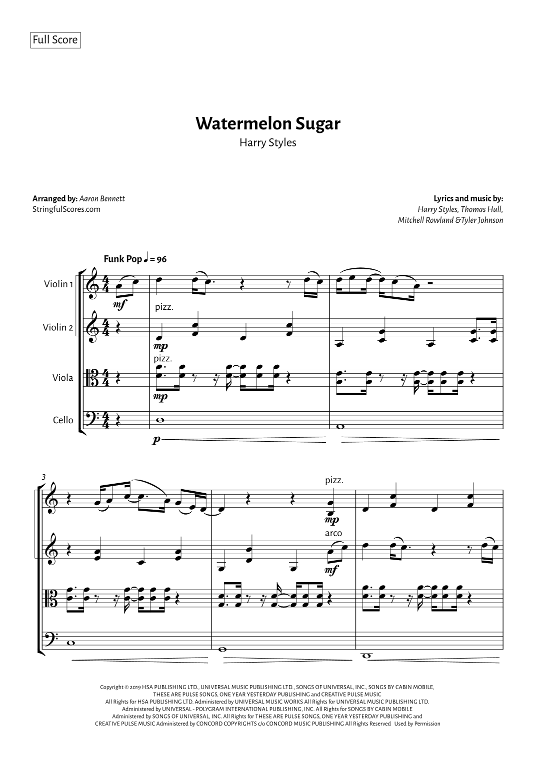 Watermelon Sugar (arr. Aaron Bennett)