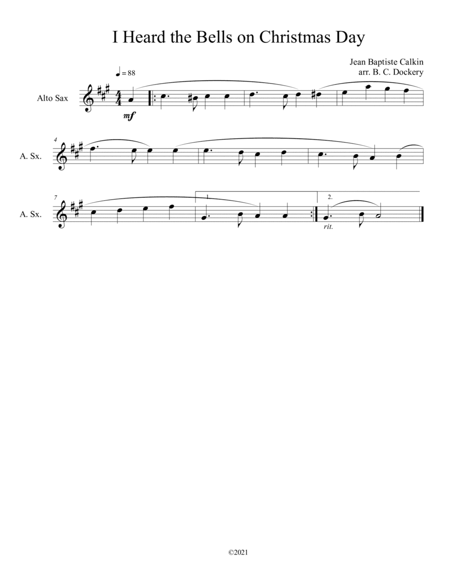 I Heard the Bells on Christmas Day (Alto Sax Solo) (arr. B. C. Dockery)