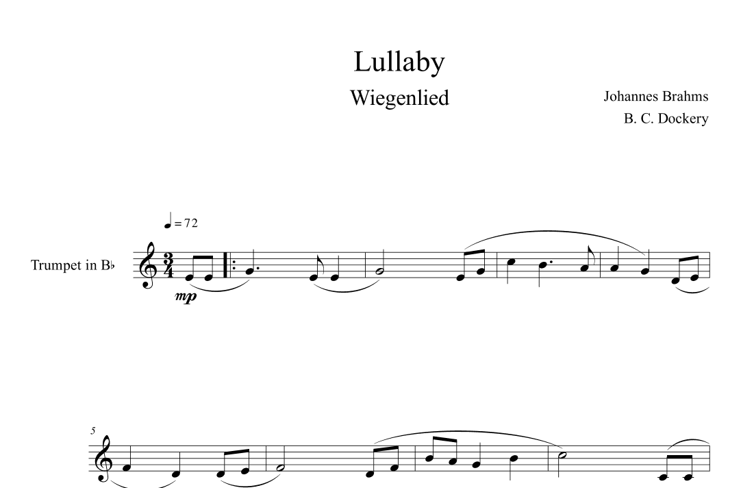 Brahms's Lullaby (Trumpet Solo) (arr. B. C. Dockery)