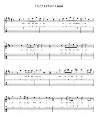chinna chinna asai (arr. indian guitar lessons)