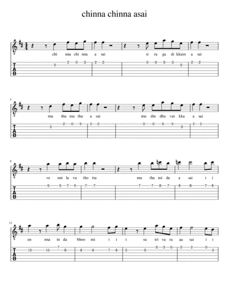 chinna chinna asai (arr. indian guitar lessons)