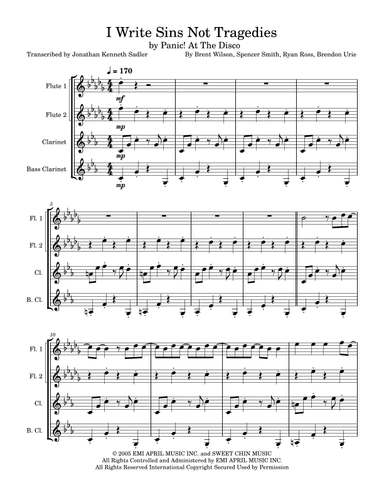 I Write Sins Not Tragedies (arr. Jonathan Kenneth Sadler)