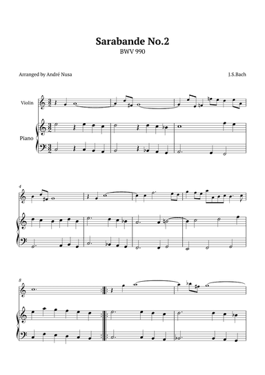 Sarabande No.2 BWV 990 (arr. André Nusa)