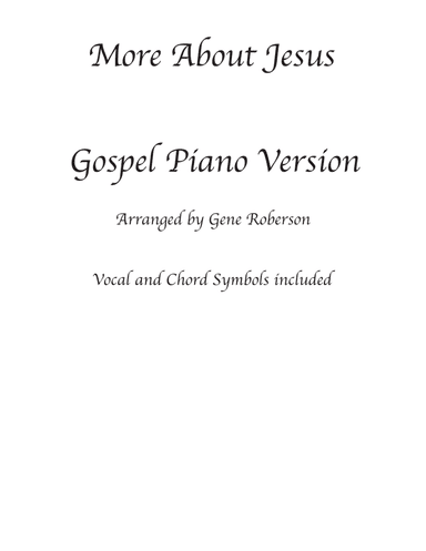 More About Jesus Gospel Piano (arr. Gene Roberson)