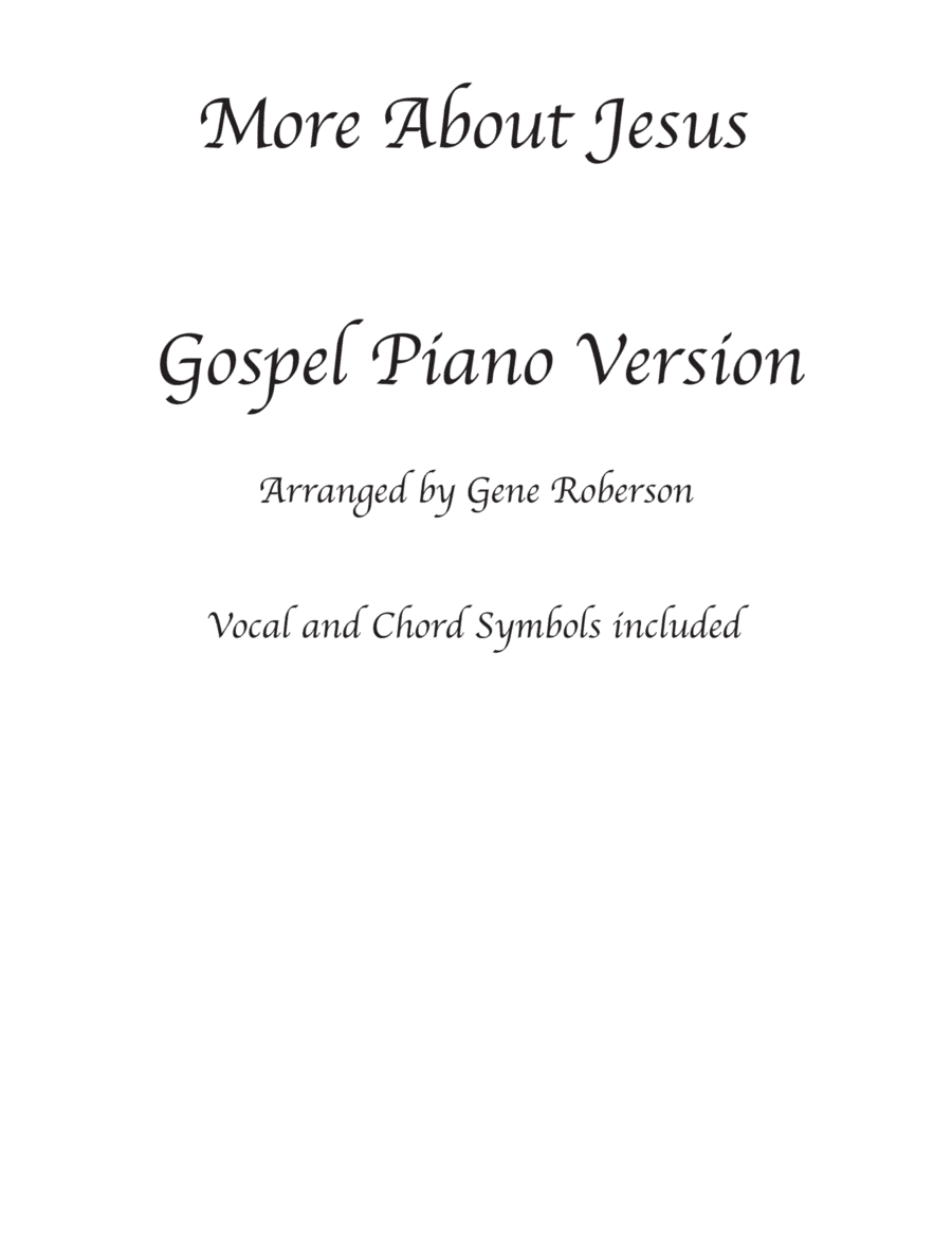 More About Jesus Gospel Piano (arr. Gene Roberson)