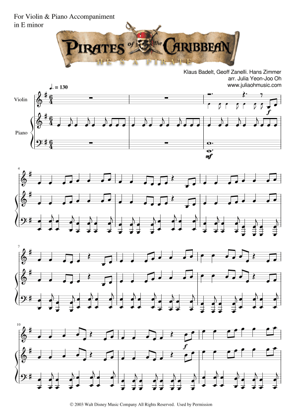 He's A Pirate (arr. Julia Yeon-Joo Oh)