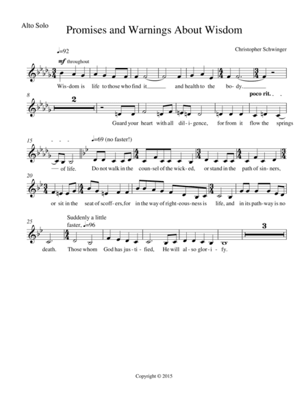 Promises and Warnings About Wisdom - for alto solo and orchestra - Part 2 of 2